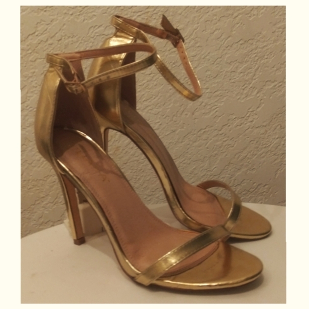 Gold Strappy Stiletto Heels